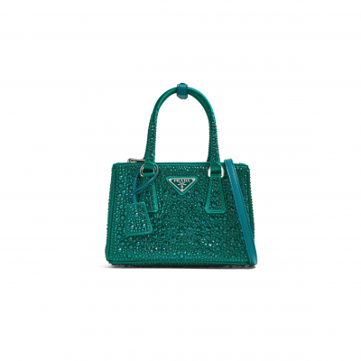 PRADA GALLERIA SATIN MINI-BAG WITH CRYSTALS 1BA906 (20*14.5*9.5cm)